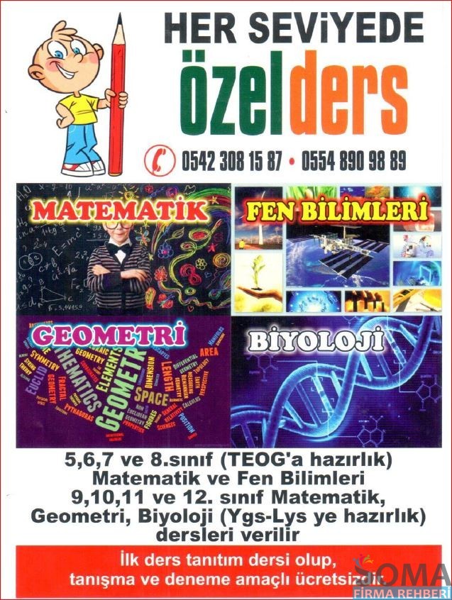 Matematik, Geometri, Fen Bilimleri ve Biyoloji Özel Ders